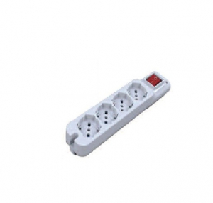 MULTIPRESA 4 PRESE BIPASSO/SCHUKO 10/16A CON INTERRUTTORE LUM. BIANCO SENZA CAVO MAX 3500W