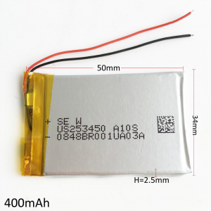 BATTERIA 3,7V 400mAh LiPo PIATTE 233450