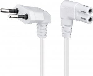 CAVO ALIMENTAZIONE SPINA EUROPEA CEE7/16 90° PRESA C7 90° 0,75MT BIANCO