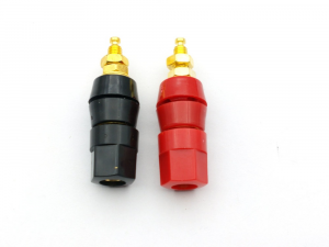 BOCCOLA 4mm DA PANNELLO PRESA BANANA DORATA NERA