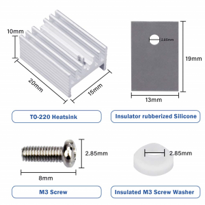 KIT DISSIPATORE PAD TERMICO VITE +RONDELLA ISOLANTE PER TO220