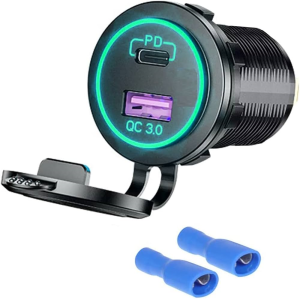 DOPPIA PRESA USB USB-C 3.0 DA PANNELLO PD 30W QC 18W  BLU