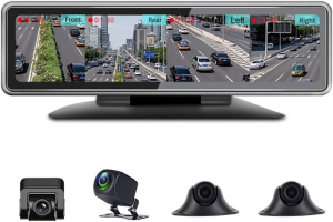 DASH CAM 4CH 4 TELECAMERE INDIPENDENTI 360° MEMORY CARD 12" 12VDC