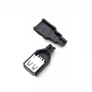 PRESA USB/A FEMMINA 4 PIN SALDARE COPERTURA PLASTICA NERA