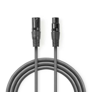 CAVO DIGITALE DMX 110OHM 3 PIN DA XLR MASCHIO A XLR FEMMINA GRIGIO 10MT NEDIS