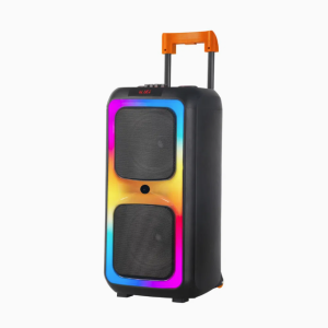 CASSA ATTIVA 2x8" RICARICABILE RGB BLUETOOTH FM AUX 2xMIC IN GUITAR IN REC USB MICRO SD MICROFONO TELECOMANDO