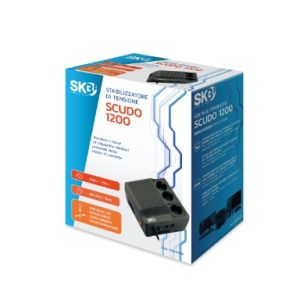 STABILIZZATORE TENSIONE RETE 230V SOPPRESSORE PICCHI E SOVRATENSIONI TEMPERATURA 1200VA 720W SKB