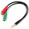 ADATTATORE JACK 3.5MM MASCHIO (AURICOLARE) - 2X JACK 3.5MM FEMMINA (MIC+SPEAKER)