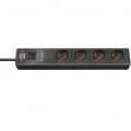 MULTIPRESA 4 POSTI SCHUKO INTERRUTTORE CAVO 2MT PROTEZIONE SOVRATENSIONI 19.500A 3500W BRENNENSTUHL