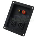 CIARE Vaschetta in ABS nera Equipaggiata con 2 connettori SpeakOn® 4 poli e due morsetti a vite PLACCATI ORO Dimensioni: 102x145 mm