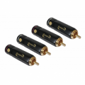 DYNAVOX - SET 4 SPINE RCA HIGH-END 2 X ROSSE, 2 X BIANCHE PLACCATE ORO SERRAGGIO A VITE X CAVI FINO A 8mm