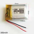 BATTERIA 3,7V 300mAh LiPo PIATTE 802025