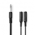 CAVO AUDIO SDOPPIATORE JACK 6,35mm STEREO MASCHIO 2 JACK 6,35mm STEREO FEMMINA 0,2mt NEDIS