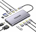 QGeeM DOCK USB TYPE-C 12 IN 1 1XPD 1X TYPE-C 2X SD 3X HDMI+VGA 1X RJ45 GIGABIT 4X USB