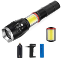 Torcia Tattica Militare Zoom Cob Ricaricabile Alta Luminosita' T6 Led CON BATTERIA RICARICABILE