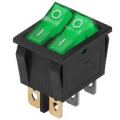 INTERRUTTORE A BILANCIERE DOPPIO LUMINOSO VERDE 250VAC 15A