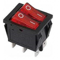 INTERRUTTORE A BILANCIERE DOPPIO LUMINOSO ROSSO 250VAC 15A