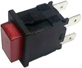 INTERRUTTORE A PULSANTE BIPOLARE LUMINOSO ROSSO 250Vac 16A QUADRATO