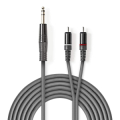 CAVO AUDIO JACK 6,35mm STEREO MASCHIO 2 RCA MASCHIO 3mt NEDIS