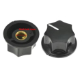 MANOPOLA PLASTICA CON TACCA DIAMETRO 28MM ALTEZZA 15MM FORO 6MM NERO