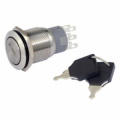 INTERRUTTORE A CHIAVE IN METALLO 19 MM. 2 POSIZIONI 250V DC IP50