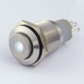 INTERRUTTORE IN METALLO 16 MM. 3 CONTATTI LED 12V ILLUM. PUNTO BIANCO IP67